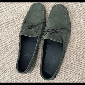 Tod’s Suede Forrest Green Loafers